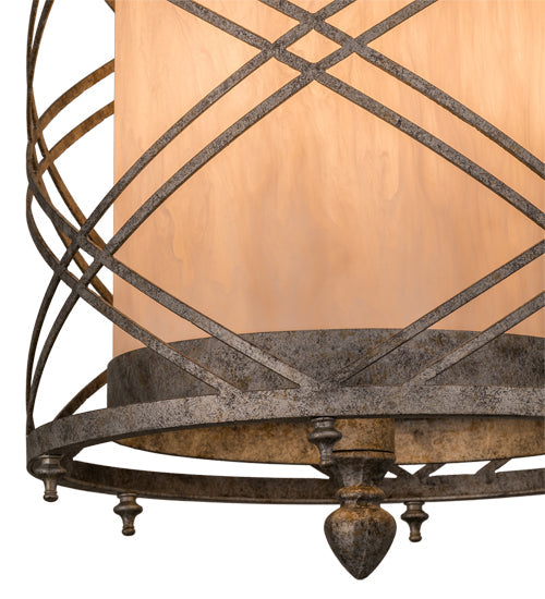 Meyda Lighting Desmond 20" 8-Light Corinth Pendant Light With Fleshtone Idalight Shade Glass