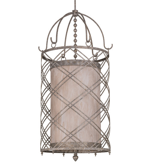 Meyda Lighting Desmond 27" 8-Light Corinth Pendant Light With Fleshstone Idalight Shade Glass