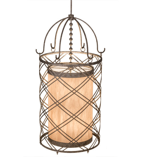 Meyda Lighting Desmond 27" 8-Light Corinth Pendant Light With Fleshstone Idalight Shade Glass