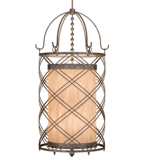 Meyda Lighting Desmond 27" 8-Light Corinth Pendant Light With Fleshstone Idalight Shade Glass