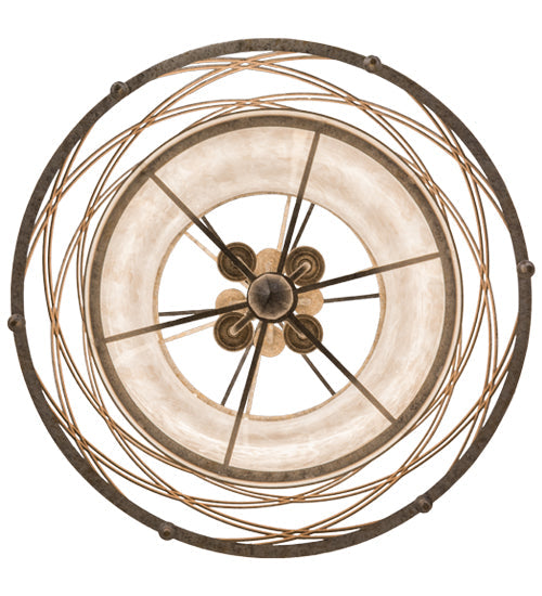 Meyda Lighting Desmond 27" 8-Light Corinth Pendant Light With Fleshstone Idalight Shade Glass
