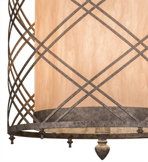 Meyda Lighting Desmond 27" 8-Light Corinth Pendant Light With Fleshstone Idalight Shade Glass