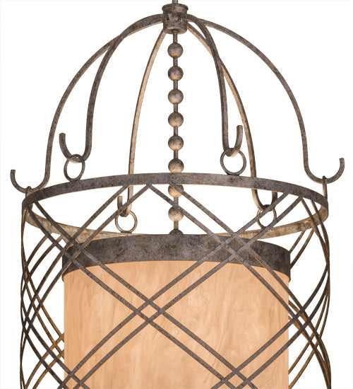 Meyda Lighting Desmond 27" 8-Light Corinth Pendant Light With Fleshstone Idalight Shade Glass