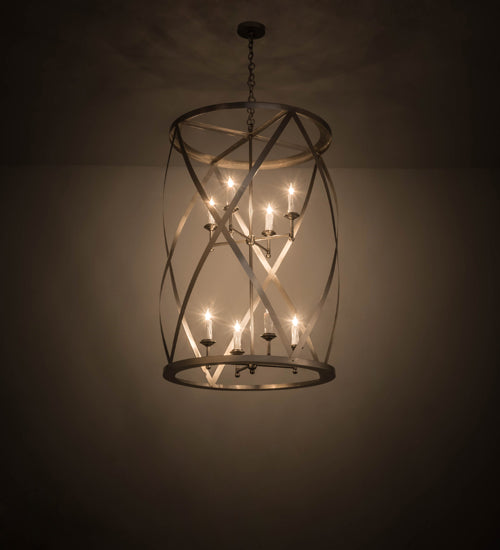 Meyda Lighting Desmond 30" 8-Light Brushed Nickel Pendant Light With White Faux Candlelight