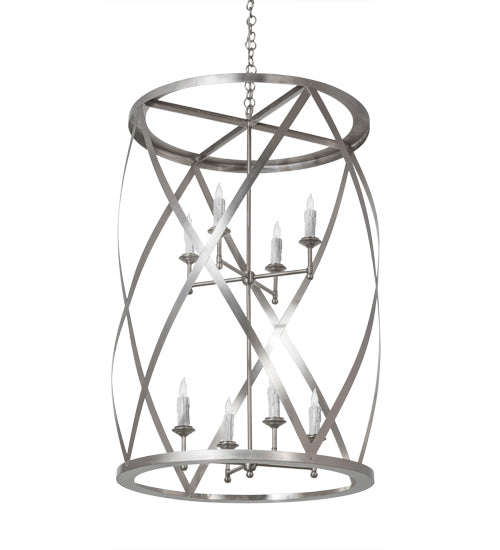 Meyda Lighting Desmond 30" 8-Light Brushed Nickel Pendant Light With White Faux Candlelight