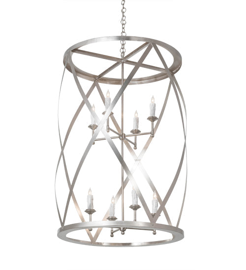 Meyda Lighting Desmond 30" 8-Light Brushed Nickel Pendant Light With White Faux Candlelight