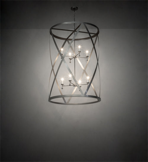 Meyda Lighting Desmond 42" 8-Light Nickel Powder Coat Pendant Light With White Faux Candlelight