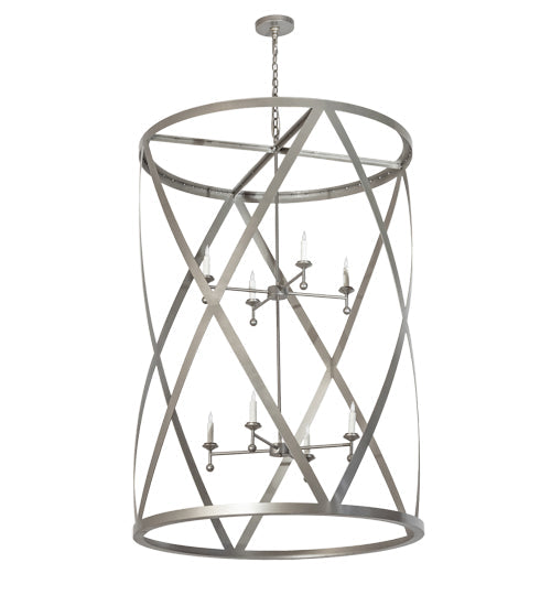 Meyda Lighting Desmond 42" 8-Light Nickel Powder Coat Pendant Light With White Faux Candlelight