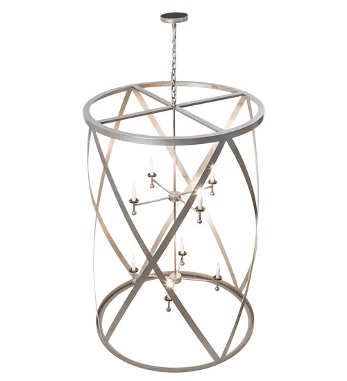 Meyda Lighting Desmond 42" 8-Light Nickel Powder Coat Pendant Light With White Faux Candlelight