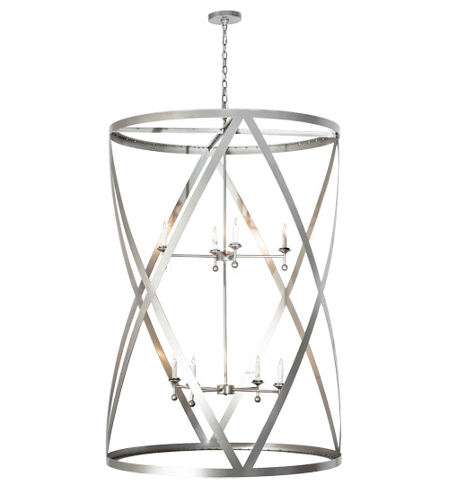 Meyda Lighting Desmond 42" 8-Light Nickel Powder Coat Pendant Light With White Faux Candlelight