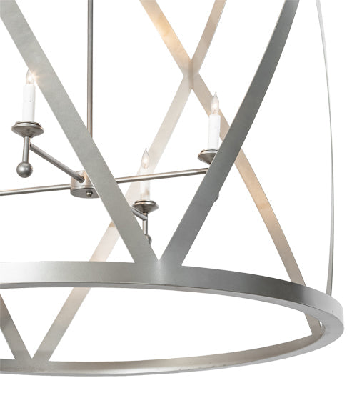 Meyda Lighting Desmond 42" 8-Light Nickel Powder Coat Pendant Light With White Faux Candlelight