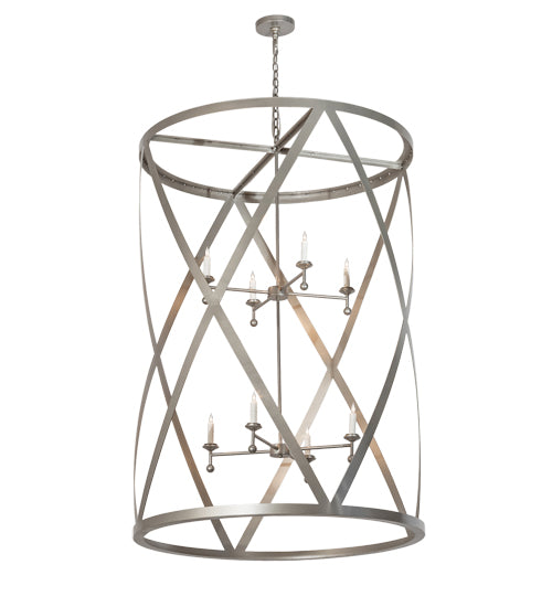 Meyda Lighting Desmond 42" 8-Light Nickel Powder Coat Pendant Light With White Faux Candlelight