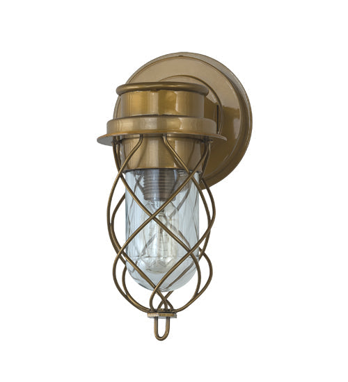Meyda Lighting Desmond 7" Gold Matte Helix Wall Sconce With Clear Shade Glass