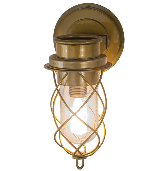 Meyda Lighting Desmond 7" Gold Matte Helix Wall Sconce With Clear Shade Glass