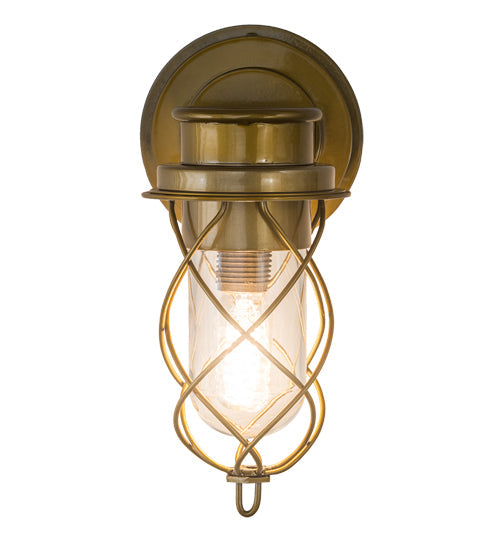Meyda Lighting Desmond 7" Gold Matte Helix Wall Sconce With Clear Shade Glass