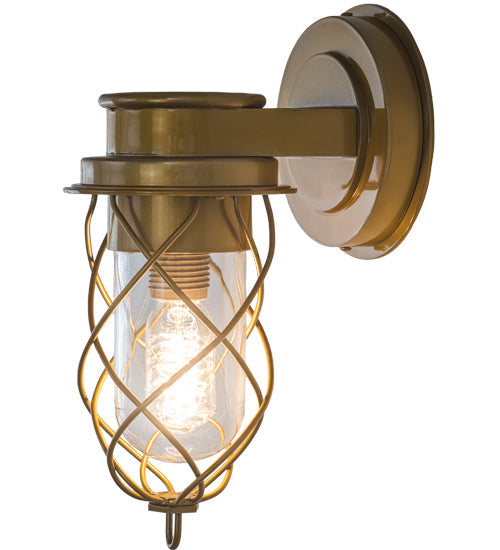 Meyda Lighting Desmond 7" Gold Matte Helix Wall Sconce With Clear Shade Glass