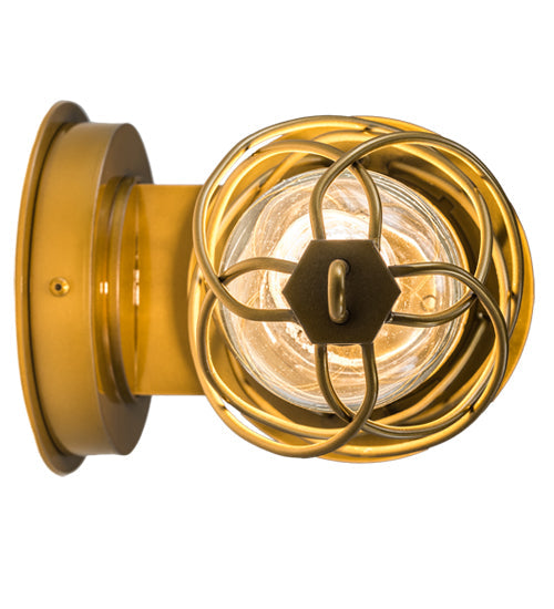 Meyda Lighting Desmond 7" Gold Matte Helix Wall Sconce With Clear Shade Glass