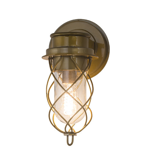 Meyda Lighting Desmond 7" Gold Matte Helix Wall Sconce With Clear Shade Glass