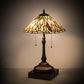 Meyda Lighting Dew Drop 24" 2-Light Mahogany Bronze Table Lamp With Green Jadestone Shade