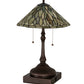 Meyda Lighting Dew Drop 24" 2-Light Mahogany Bronze Table Lamp With Green Jadestone Shade