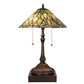 Meyda Lighting Dew Drop 24" 2-Light Mahogany Bronze Table Lamp With Green Jadestone Shade