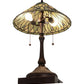Meyda Lighting Dew Drop 24" 2-Light Mahogany Bronze Table Lamp With Green Jadestone Shade