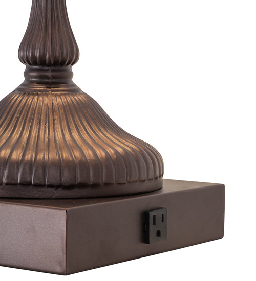 Meyda Lighting Dew Drop 24" 2-Light Mahogany Bronze Table Lamp With Green Jadestone Shade