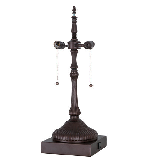 Meyda Lighting Dew Drop 24" 2-Light Mahogany Bronze Table Lamp With Green Jadestone Shade