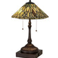 Meyda Lighting Dew Drop 24" 2-Light Mahogany Bronze Table Lamp With Green Jadestone Shade