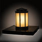 Meyda Lighting Dexter 86" 4-Light Black Satin Wrought Iron Outdoor Pier Mount Light With Amber Seeded Frosted Shade Glass