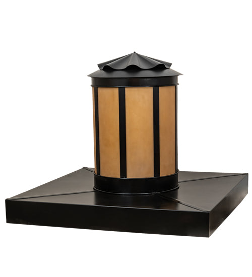 Meyda Lighting Dexter 86" 4-Light Black Satin Wrought Iron Outdoor Pier Mount Light With Amber Seeded Frosted Shade Glass