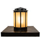 Meyda Lighting Dexter 86" 4-Light Black Satin Wrought Iron Outdoor Pier Mount Light With Amber Seeded Frosted Shade Glass