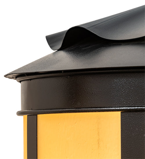 Meyda Lighting Dexter 86" 4-Light Black Satin Wrought Iron Outdoor Pier Mount Light With Amber Seeded Frosted Shade Glass
