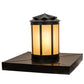Meyda Lighting Dexter 86" 4-Light Black Satin Wrought Iron Outdoor Pier Mount Light With Amber Seeded Frosted Shade Glass