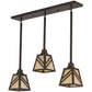 Meyda Lighting Diagon 36" 3-Light Oil Rubbed Bronze Island Pendant Light With Beige Iridescent Shade Glass