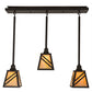 Meyda Lighting Diagon 36" 3-Light Oil Rubbed Bronze Island Pendant Light With Beige Iridescent Shade Glass