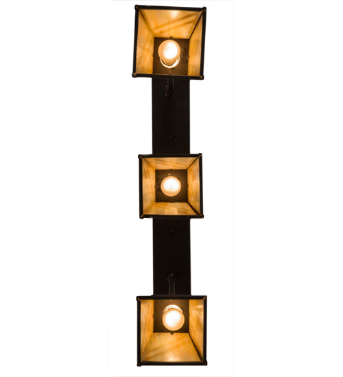 Meyda Lighting Diagon 36" 3-Light Oil Rubbed Bronze Island Pendant Light With Beige Iridescent Shade Glass