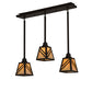 Meyda Lighting Diagon 36" 3-Light Oil Rubbed Bronze Island Pendant Light With Beige Iridescent Shade Glass
