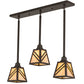 Meyda Lighting Diagon 36" 3-Light Oil Rubbed Bronze Island Pendant Light With Beige Iridescent Shade Glass