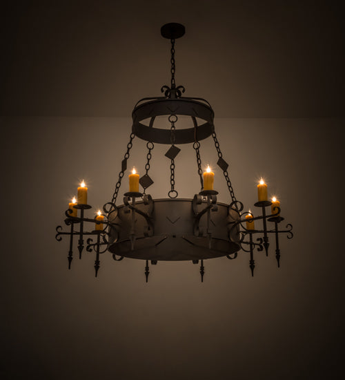 Meyda Lighting Diamante 54" 10-Light Oil Rubbed Bronze Chandelier With Amber Faux Candlelight