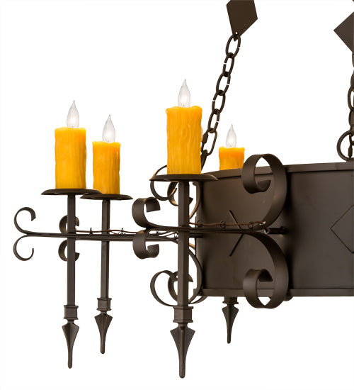 Meyda Lighting Diamante 54" 10-Light Oil Rubbed Bronze Chandelier With Amber Faux Candlelight