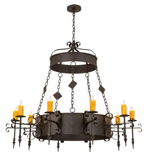 Meyda Lighting Diamante 54" 10-Light Oil Rubbed Bronze Chandelier With Amber Faux Candlelight