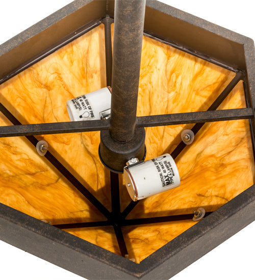 Meyda Lighting Diamond 14" 2-Light Chestnut Pendant Light With Ambra Siena Idalight Shade