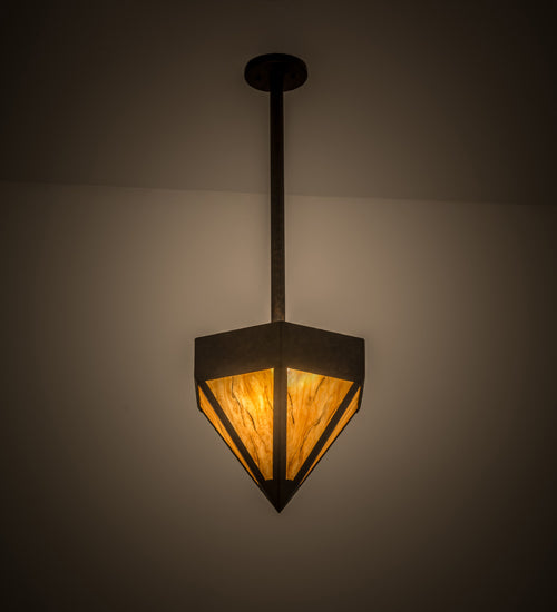 Meyda Lighting Diamond 14" 2-Light Chestnut Pendant Light With Ambra Siena Idalight Shade