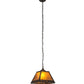 Meyda Lighting Diamond 17" Textured Black Prime Pendant Light With Amber Mica Shade Glass