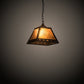 Meyda Lighting Diamond 17" Textured Black Prime Pendant Light With Amber Mica Shade Glass