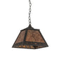 Meyda Lighting Diamond 17" Textured Black Prime Pendant Light With Amber Mica Shade Glass