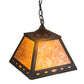 Meyda Lighting Diamond 17" Textured Black Prime Pendant Light With Amber Mica Shade Glass