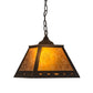 Meyda Lighting Diamond 17" Textured Black Prime Pendant Light With Amber Mica Shade Glass