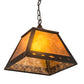 Meyda Lighting Diamond 17" Textured Black Prime Pendant Light With Amber Mica Shade Glass